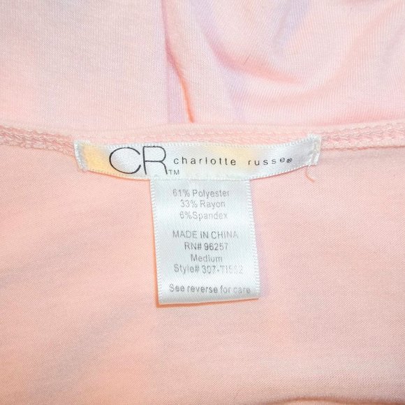 CR Charlotte Russe Womens Top Blouse Size M Flowers V-Neck Short Sleeve Pink - Picture 4 of 4